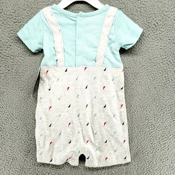 Nautica Short Sailboats Overalls 2 Piece Set - Boys Size 6-9M - Embroidered - Picture 10 of 15